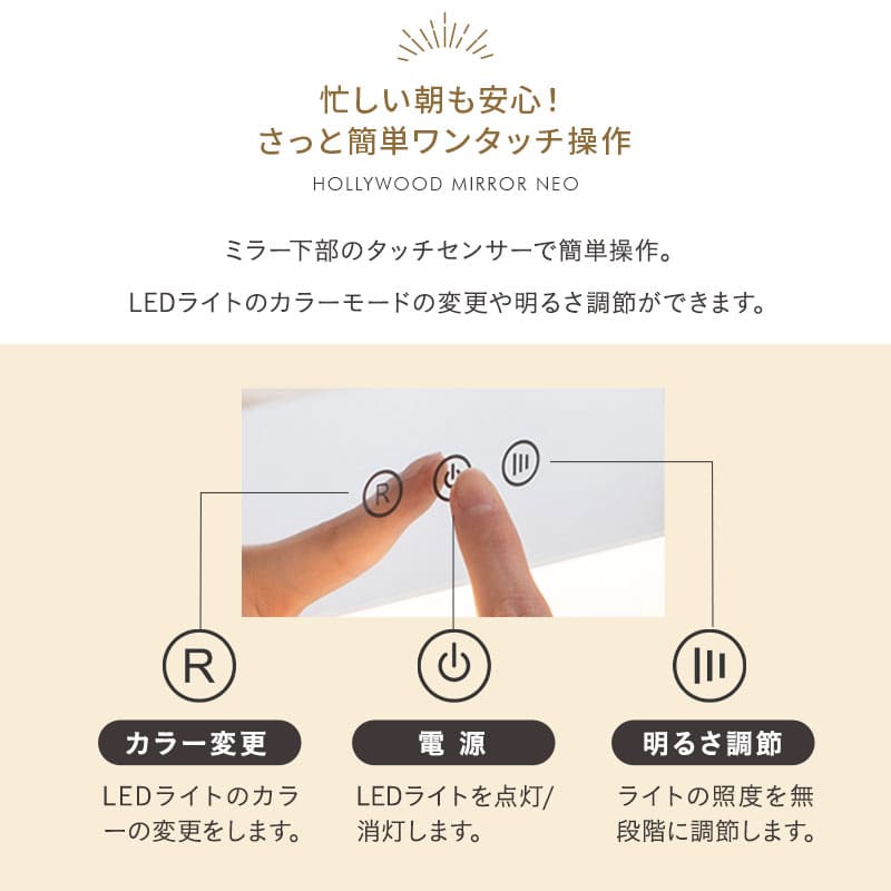 LEDライト付き ドレッサー 3点セット 幅70cm 鏡台 ドレッサーテーブル パソコンデスク スツール ハリウッドミラー 女優ミラー 椅子付き タッチパネル USBポート付き