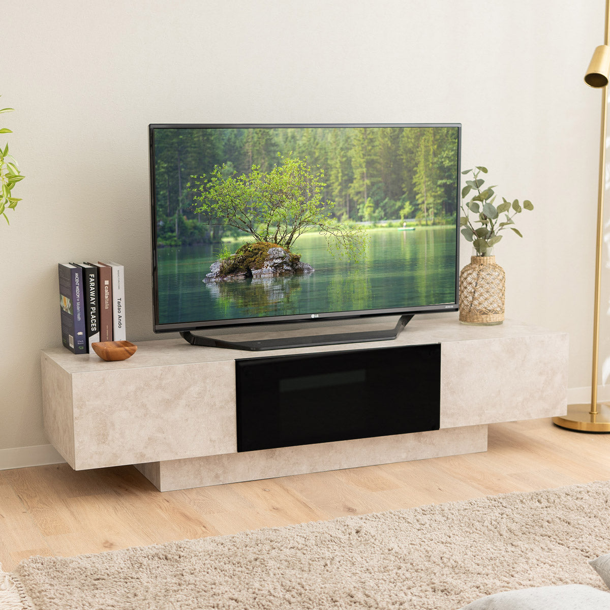 テレビボード テレビ台 幅150cm 幅180cm 32型~65型対応 セラミック調 ローボード フラップタイプ ロータイプ 大型テレビ対応