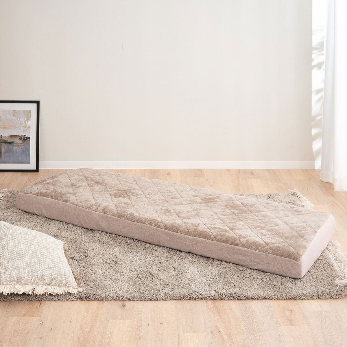 ごろ寝マットレス専用 ワンタッチシーツ マットレスカバー 極暖 +2℃ 吸湿発熱 あったか コンパクトショート セミシングルショート