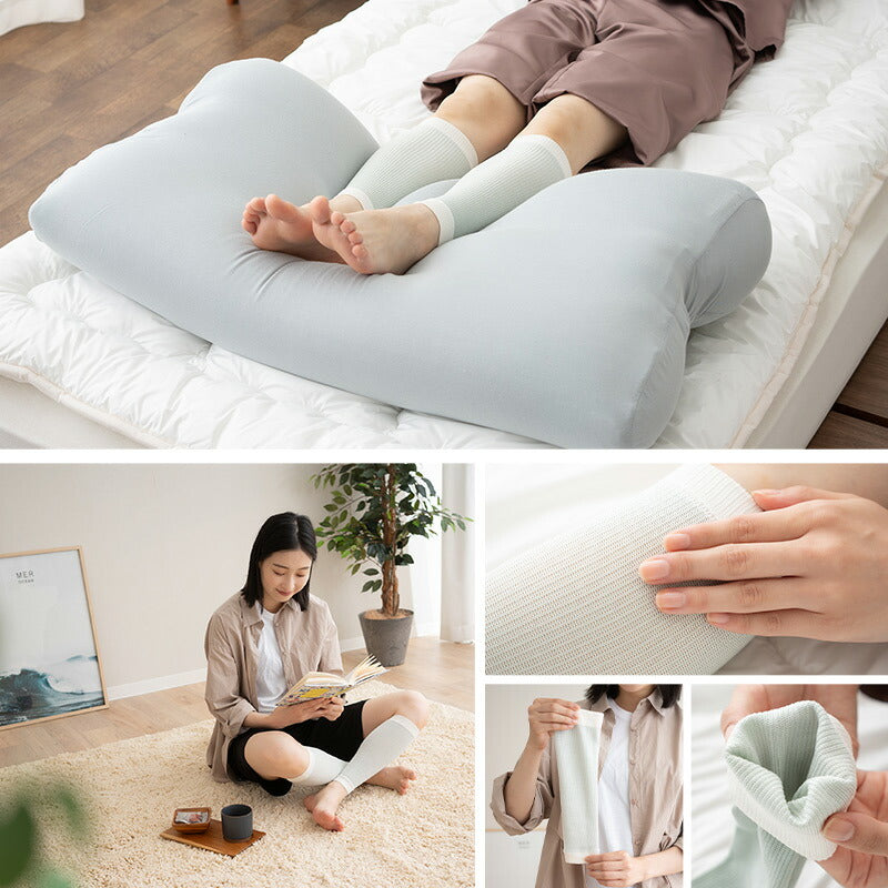 おやすみ ふくらはぎサポーター 2枚組 日本製 肌側シルク100% 着圧 加圧 保温 保湿 むくみ リンパ 寝ながら 美脚ケア フットケア ナイトケア