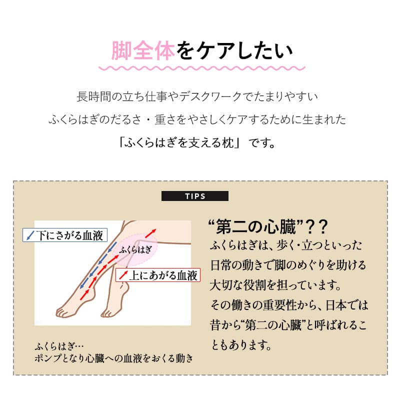 ふくらはぎを支える枕 ふくらはぎのための枕 足枕 フットピロー 脚全体用 ふくらはぎ用 クッション 高さ調節シート付き 疲労 だるさ 重さ フットケア 母の日 父の日 敬老の日 ギフト プレゼント