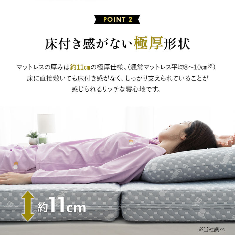 高反発 三つ折りマットレス セミシングルサイズ プロファイル加工 豊富なサイズ展開 LUXE リュクス