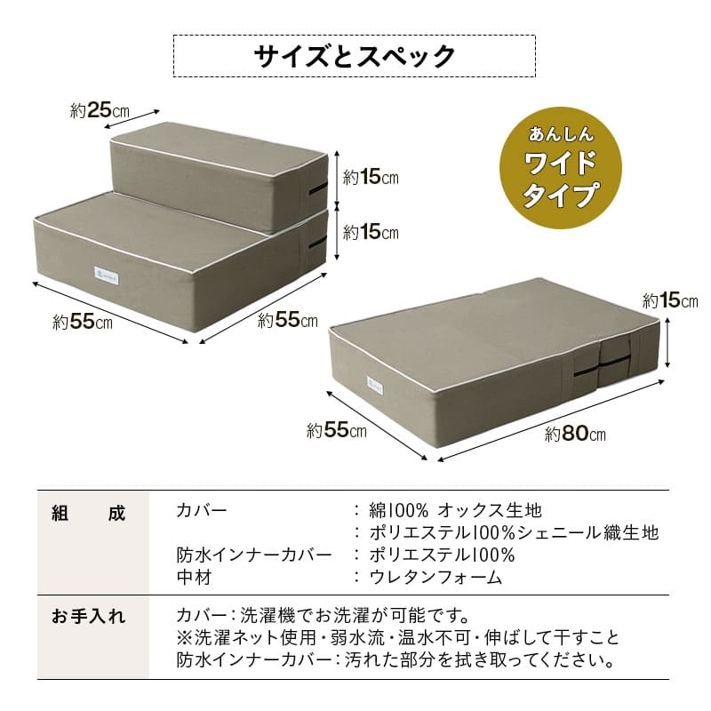 ドッグステップ 犬用ステップ 幅55cm ワイドタイプ 小型犬 パピー シニア 折りたたみ ステップ スロープ 階段 踏み台 高齢犬 犬用 ペット用 ペットステップ ペットスロープ 段差解消 ケガ防止 介護用品 ペット用品