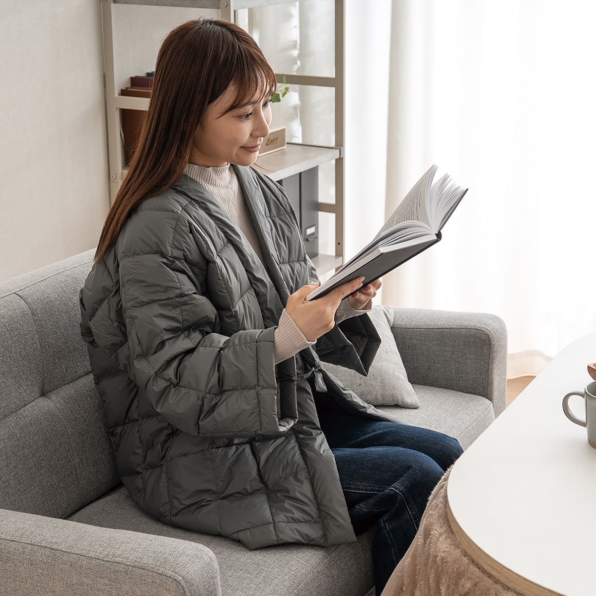 羽毛はんてん 羽毛半纏 袖あり 長袖 ポケット付き 羽毛 ダウン 半てん 半天 袢纏 洗える ルームウェア 部屋着 パジャマ