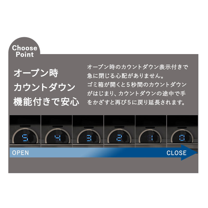 電動 バタフライ式 ダストボックス 50L ゴミ箱 脱臭剤ポケット付き 自動開閉 センサーオープン 人感センサー付き 大容量 スリム