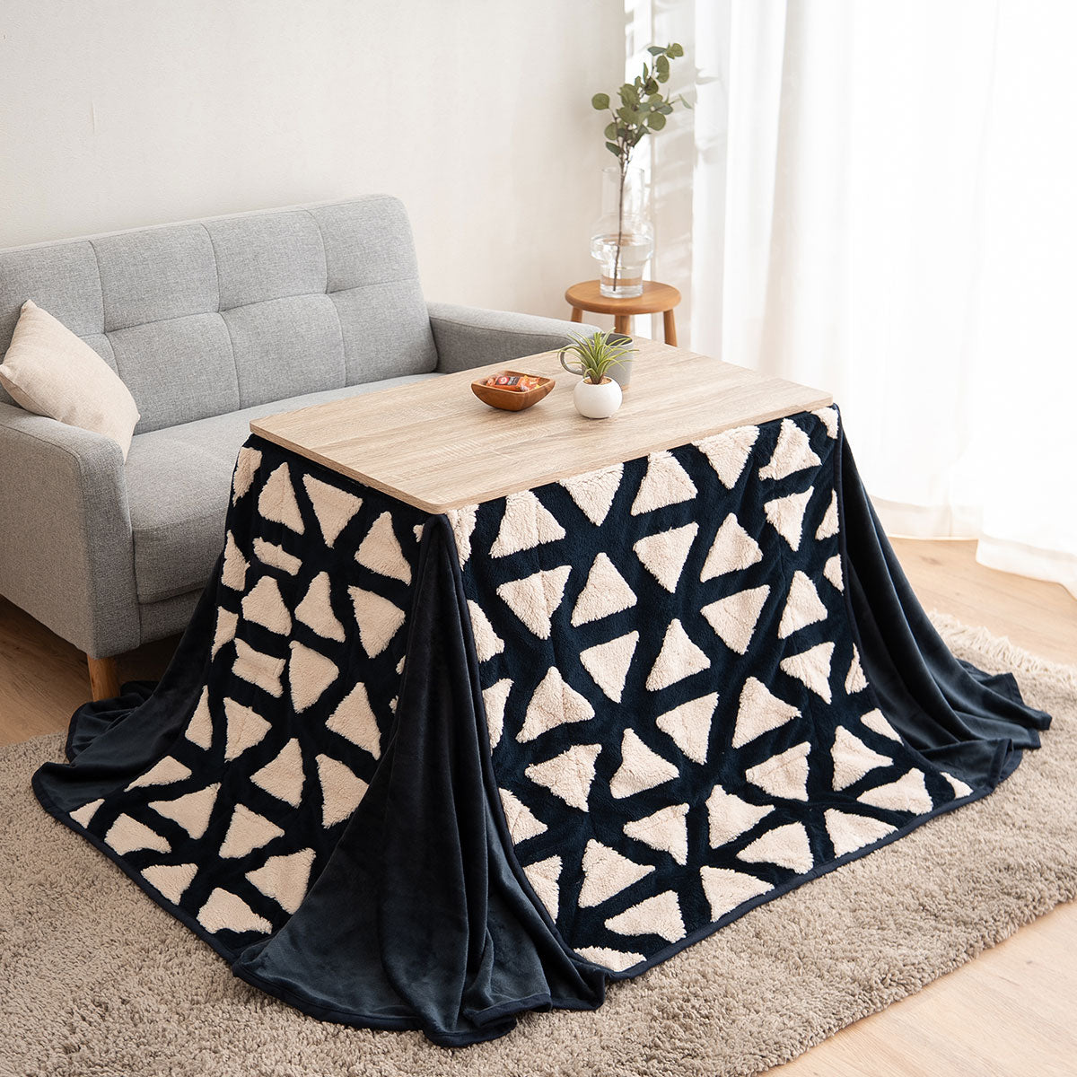 ボアジャガード こたつ布団 ハイタイプこたつ用 幅80cm 幅120cm 長方形 省スペース こたつ掛け布団 北欧柄