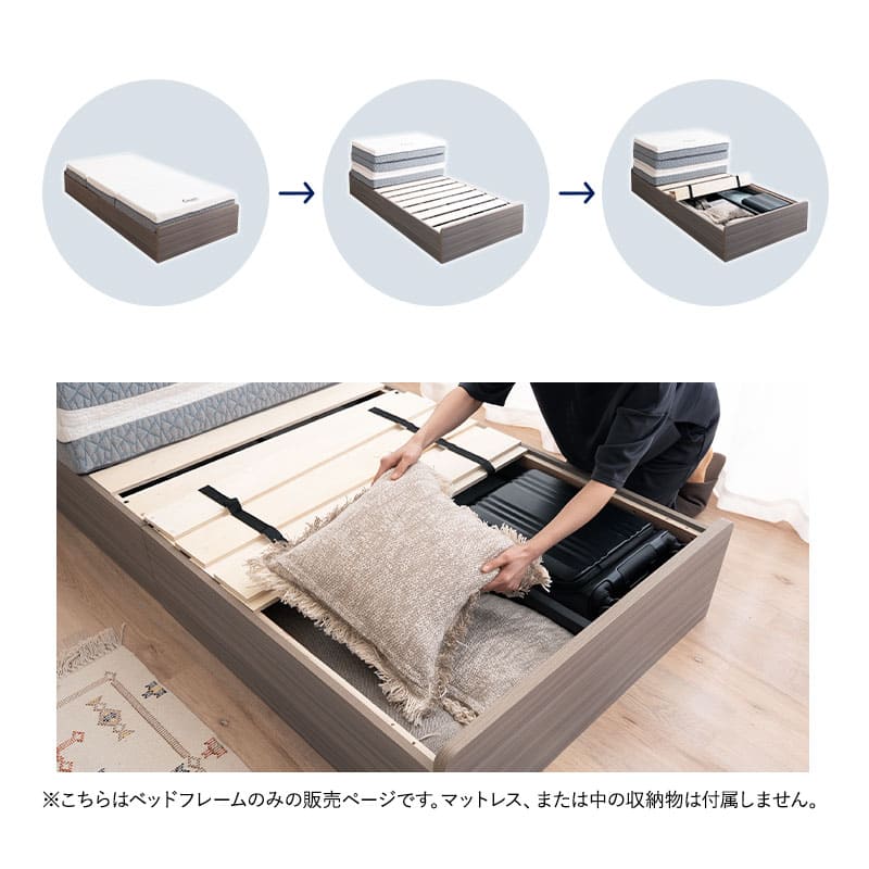 大容量収納ベッド NEBAKO 収納付きベッド すのこベッド ローベッド ベッドフレーム 大容量 収納付き ベッド下収納 収納家具 木製 すのこ スノコ 耐久性 通気性 シングルサイズ ネバコ