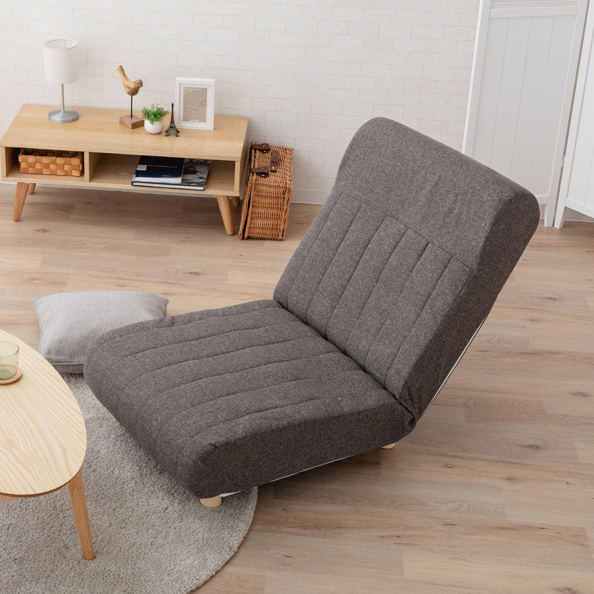 低反発リクライニングソファ 1人用 フロアソファ ハイバック~フラット 脚付き