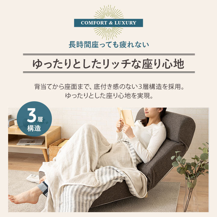 低反発リクライニングソファ 1人用 フロアソファ ハイバック~フラット 脚付き