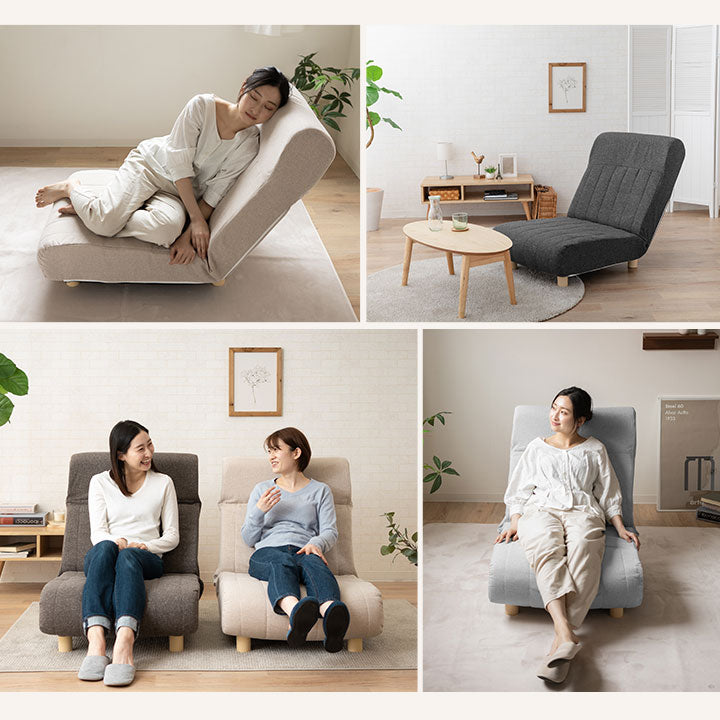 低反発リクライニングソファ 1人用 フロアソファ ハイバック~フラット 脚付き