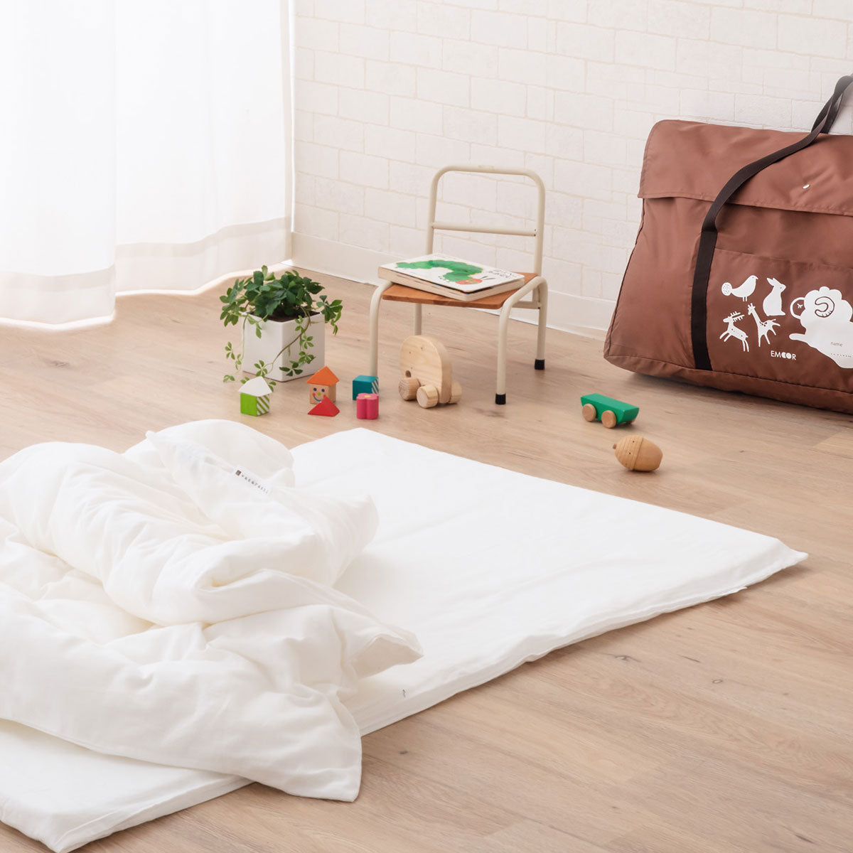 お昼寝布団セット5点セット 日本製 洗える 綿100% 伝統技法 ダブルガーゼ 収納バッグ付き