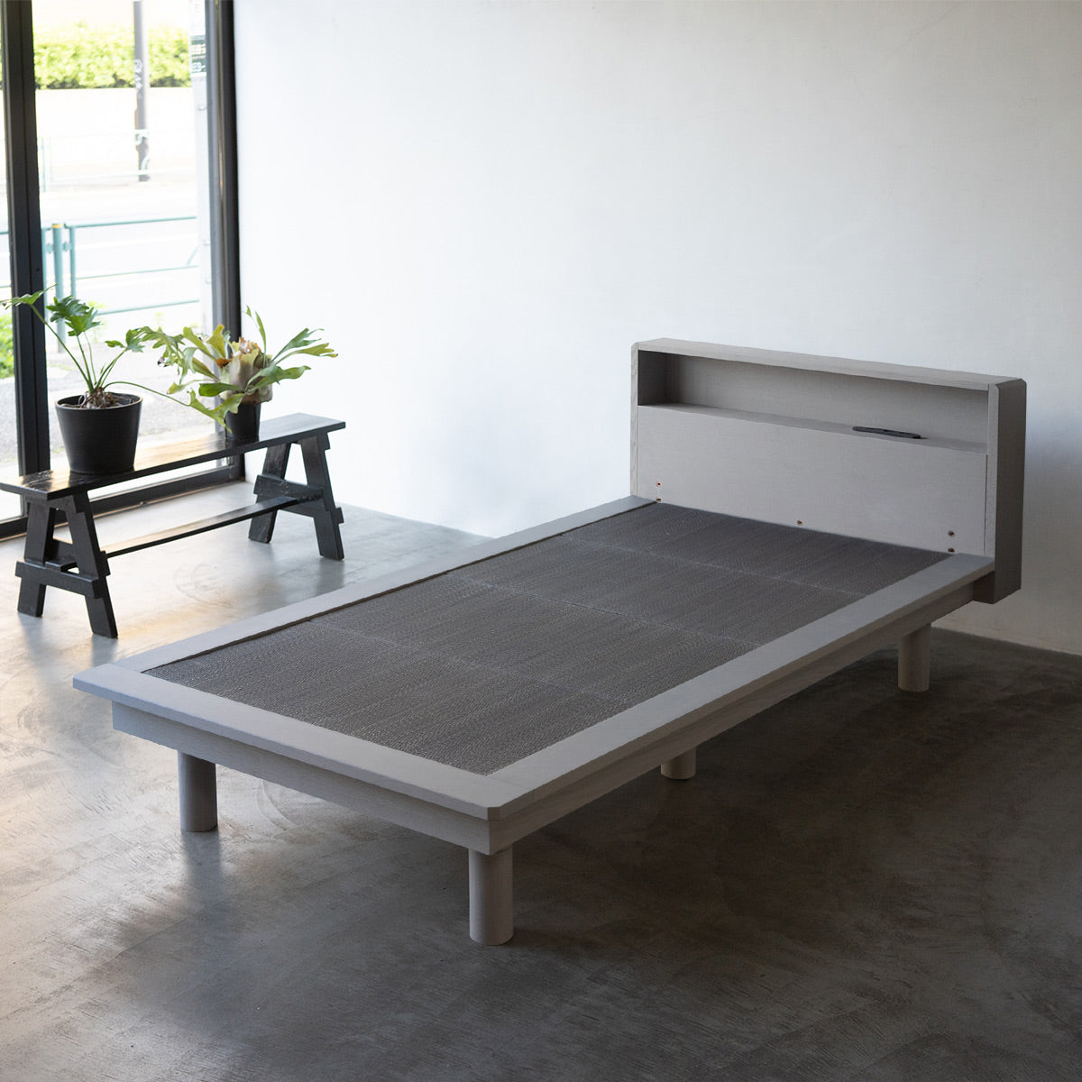 居間になる畳ベッド ステージフレーム 木製 桐 すのこ スノコ 天然い草