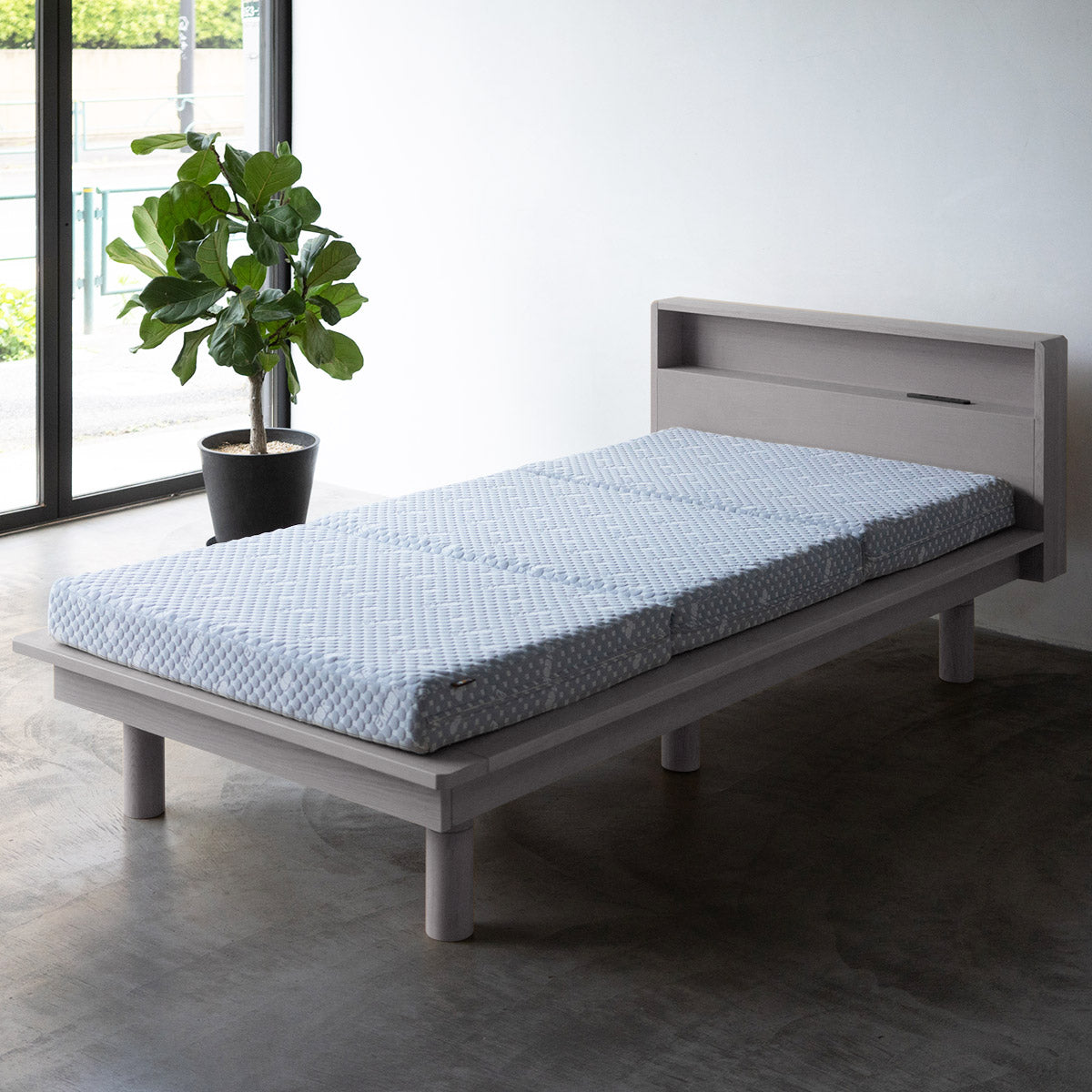 居間になる畳ベッド 選べるマットレス 2点セット( #102 ステージフレーム キャビネットタイプ ) セミダブル