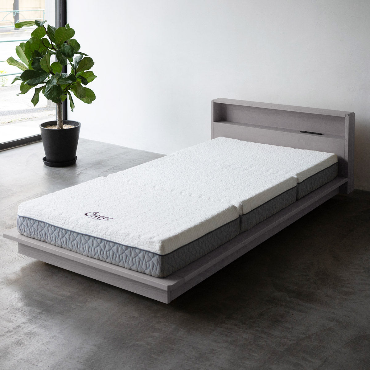 居間になる畳ベッド 選べるマットレス 2点セット( #102 ステージフレーム キャビネットタイプ ) セミダブル