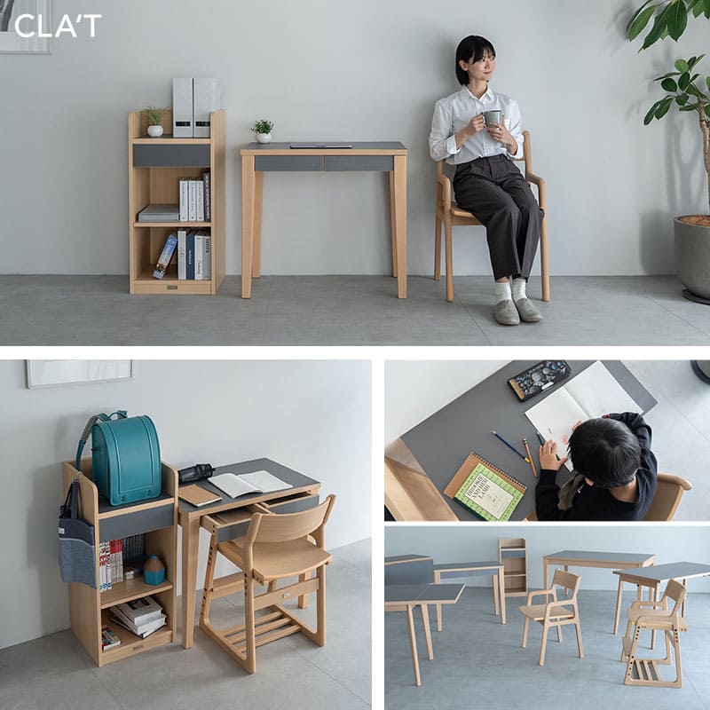 キッズデスク3点セット 子供用 キッズデスク キッズチェア ランドセルラック 高さ調節可能 引き出し付き リビング ダイニング 子供部屋 キッズルーム 入学準備 入園準備 リビング学習 お片付け 勉強 学習 宿題 そだちの居場所 クラット