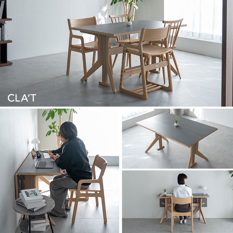 バタフライテーブル5点セット ダイニングセット 幅135cm 折りたたみ バタフライ 長方形 角型 4人掛け ダイニングテーブル ダイニングチェア 食卓用 リビング ダイニング 食事 ワーク 作業 PC リビング学習 勉強 学習 宿題 広がる暮らし クラット