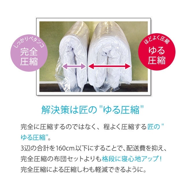 日本製 布団3点セット シングル (掛け布団・敷き布団・枕) 抗菌 防臭 防ダニ 掛け敷き枕 組布団 ゆる圧縮