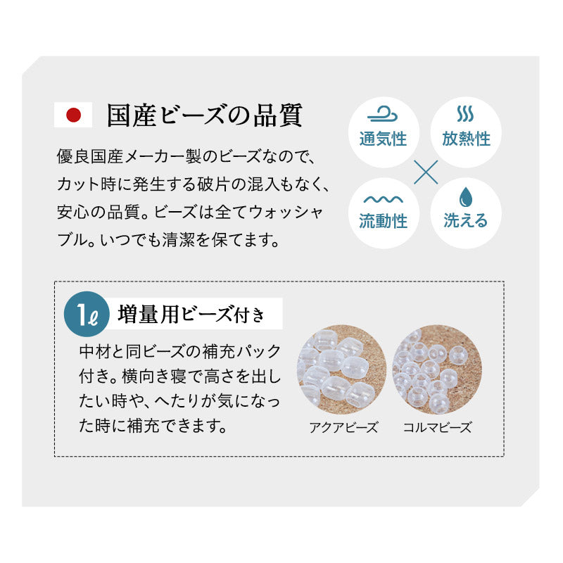 風が通るハニカムメッシュ枕 ビーズ枕 レギュラーサイズ 43×63cm セミオーダー式 枕 まくら マクラ ピロー 増量用ビーズ付き 高さ調節可能 洗濯機で丸洗い可能