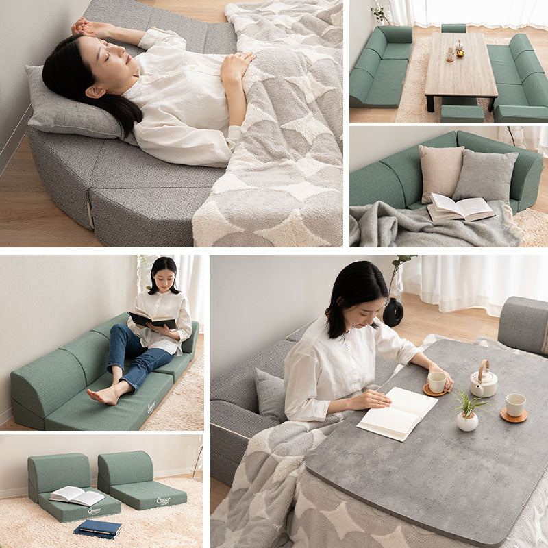 すぐに寝れる フロアソファ ローソファ リビングソファ ダイニングソファ カウチソファ ソファ ベッド リクライニング ジョイント 連結 分割 4人掛け 3.5人掛け 3人掛け