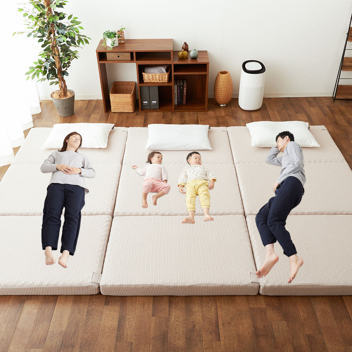 ファミリーマットレス 連結可能 選べる5サイズ 三つ折り 折りたたみ 高反発ウレタン 家族 子供 ワイド 大きいサイズ ファミリーサイズ