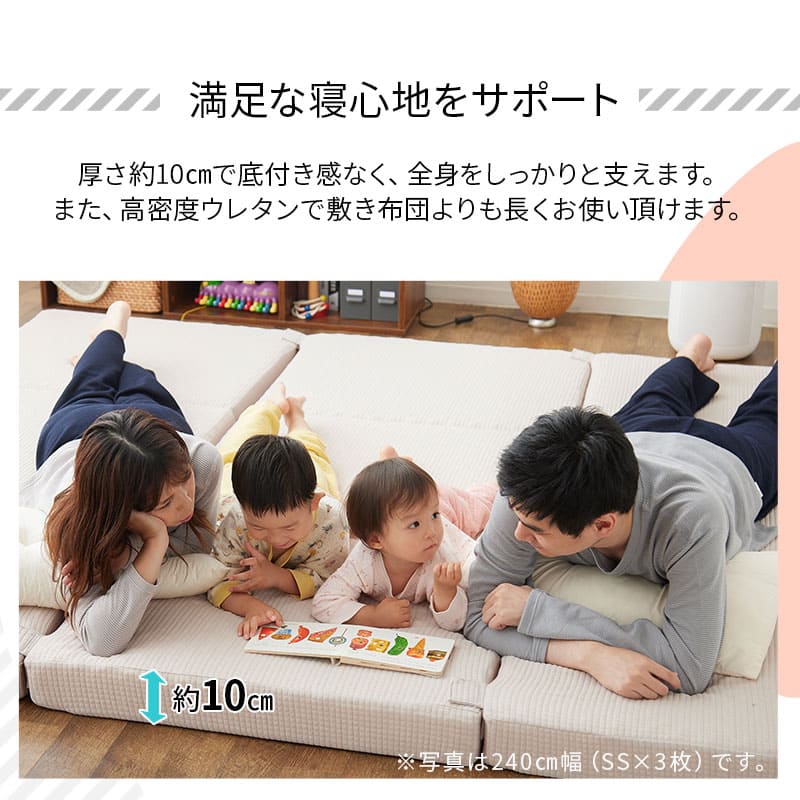ファミリーマットレス 連結可能 選べる5サイズ 三つ折り 折りたたみ 高反発ウレタン 家族 子供 ワイド 大きいサイズ ファミリーサイズ