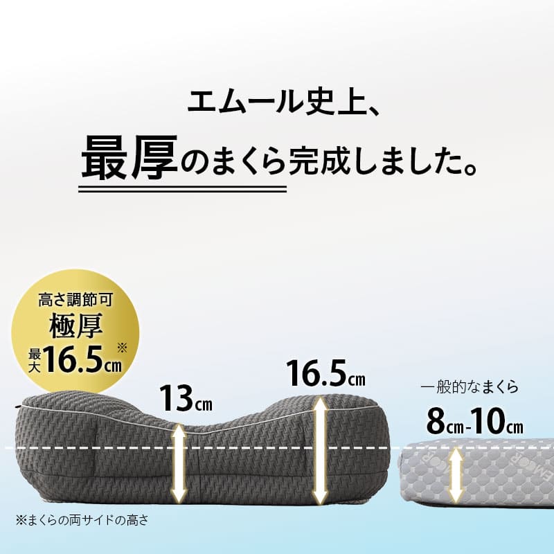 枕 まくら ピロー 43×63cm 極厚 かため 高さ調節可能 カスタム 高反発 ウレタン パイプ わた ボディケア 安眠枕 快眠枕 フィット性 体圧分散 仰向け 横向き 寝返り ショールーム体験可