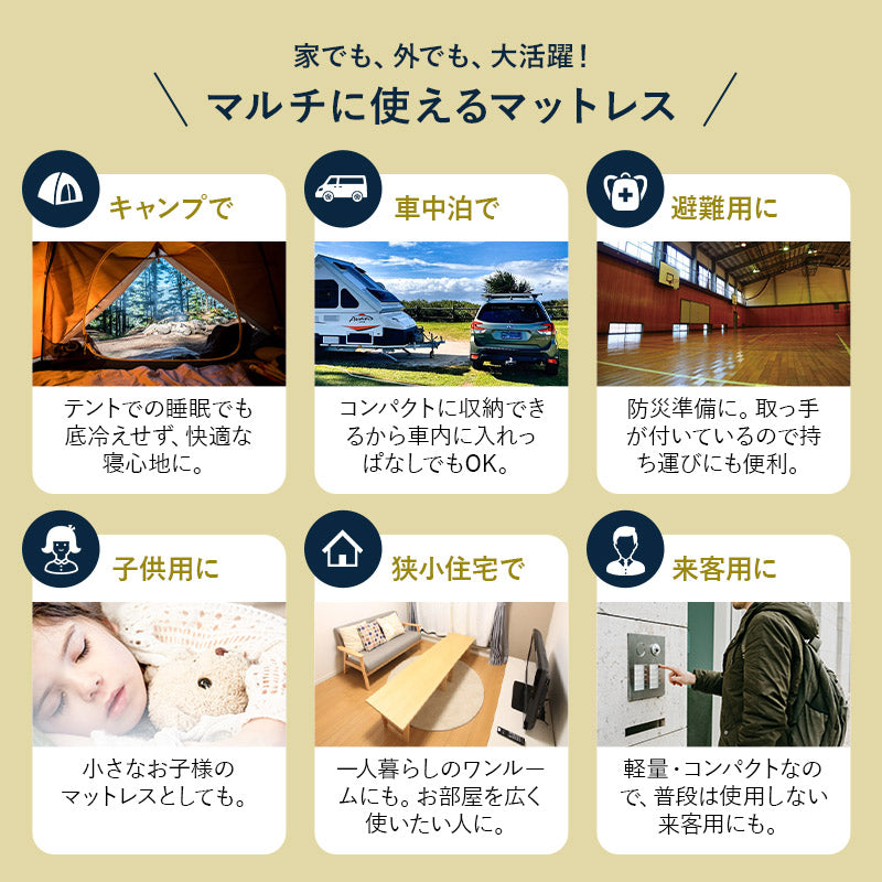 ロールマットレス スリムサイズ 65×190cm ロール式 ごろ寝 マットレス コンパクトサイズ リバーシブル まくら付き 高反発ウレタン 折りたたみ 車中泊 マット