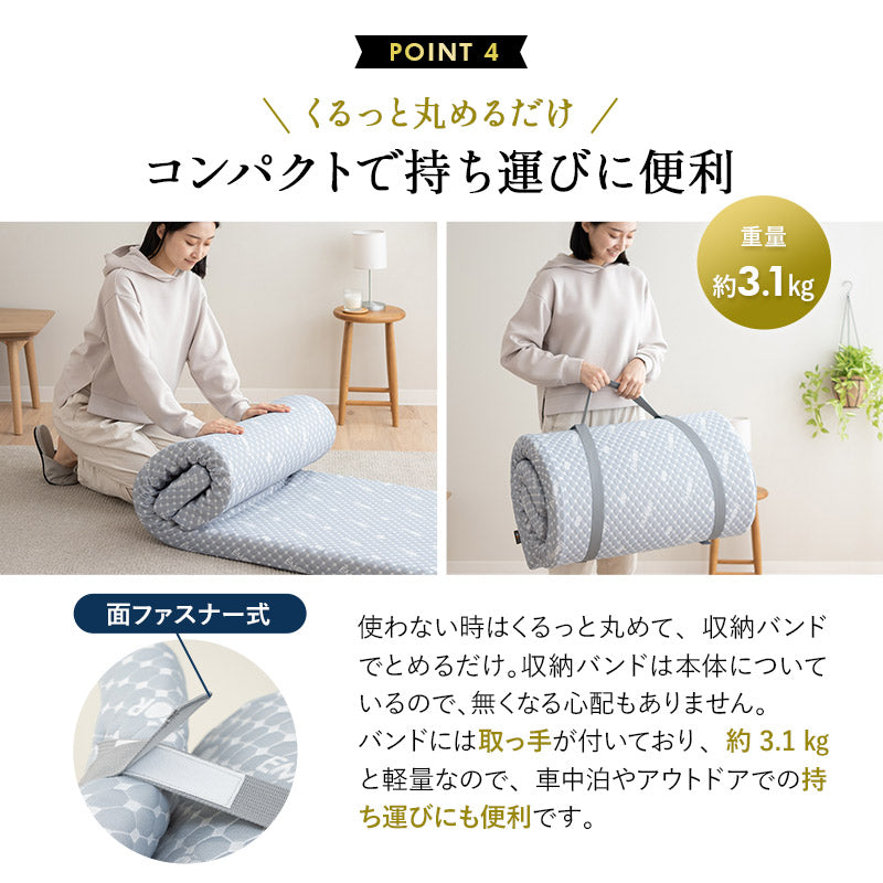 ロールマットレス スリムサイズ 65×190cm ロール式 ごろ寝 マットレス コンパクトサイズ リバーシブル まくら付き 高反発ウレタン 折りたたみ 車中泊 マット