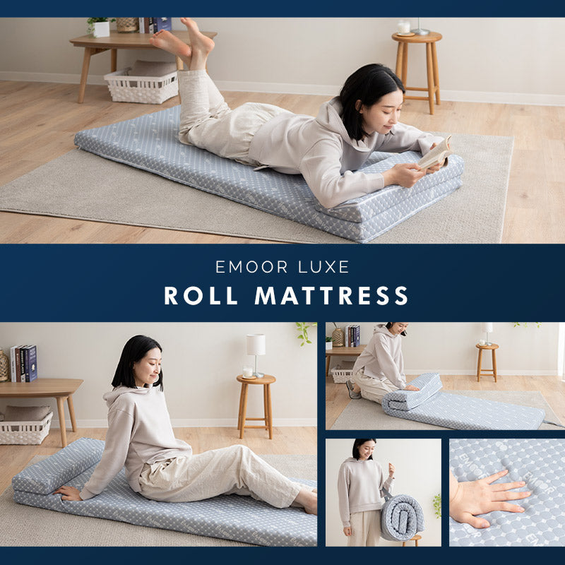 ロールマットレス スリムサイズ 65×190cm ロール式 ごろ寝 マットレス コンパクトサイズ リバーシブル まくら付き 高反発ウレタン 折りたたみ 車中泊 マット