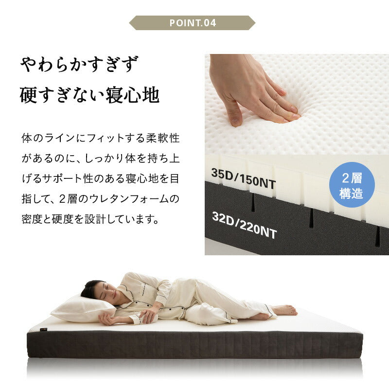 ノンコイルマットレス ウレタンマットレス 極厚 15cm 2層構造 高弾性 取っ手付き ホテルライク シングルサイズ ダブルサイズ クイーンサイズ