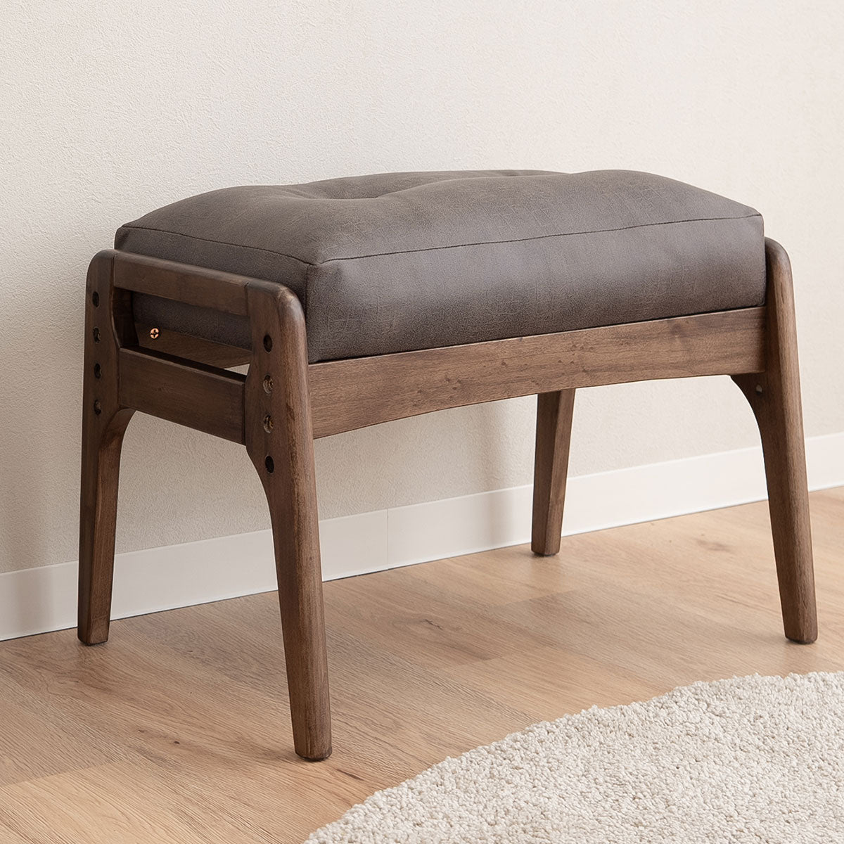 高座椅子用 オットマン スツール ベンチ 高さ調節機能付き 天然木 リクライニングチェア用 ソファ用 1人用 軽量 ショールーム体験可 【完成品】