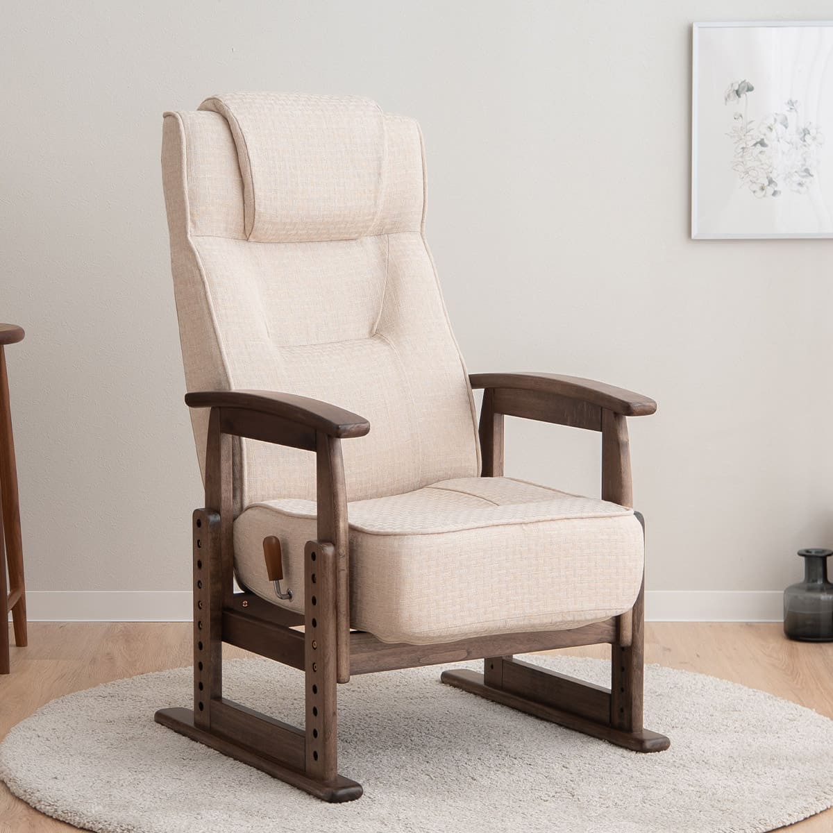 【有吉くんの正直さんぽで高評価】立ち上がりを考えた 高座椅子 「かなた」 無段階リクライニングチェア ポケットコイル 座面高調節可 ショールーム体験可 【完成品】