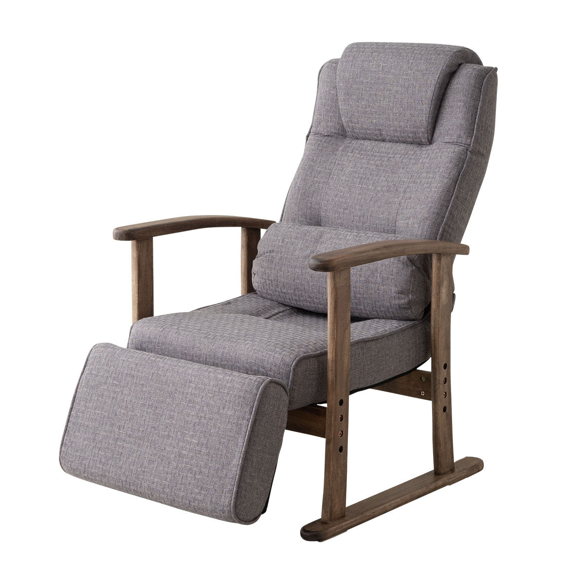 長さ調節できる オットマン付き 高座椅子 「かなた」 無段階リクライニングチェア ポケットコイル 腰当てクッション付き 座面高調節可 ショールーム体験可 【完成品】