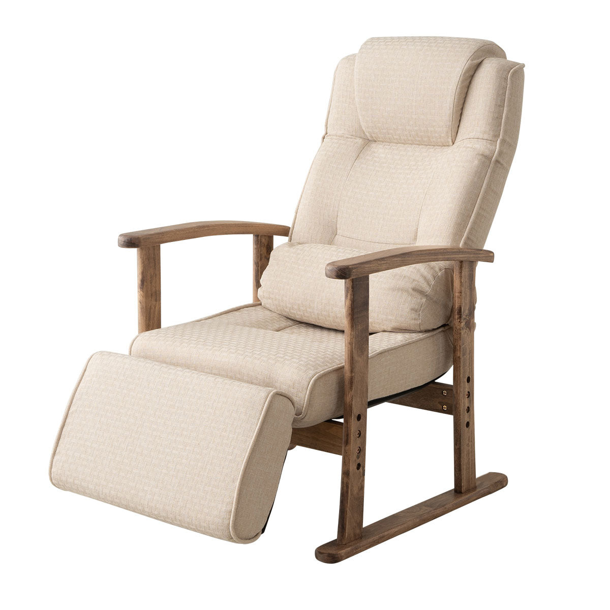 長さ調節できる オットマン付き 高座椅子 「かなた」 無段階リクライニングチェア ポケットコイル 腰当てクッション付き 座面高調節可 ショールーム体験可 【完成品】