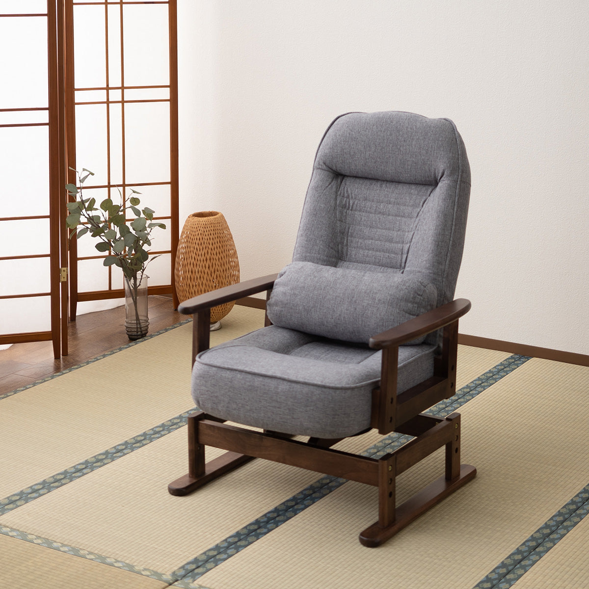 きらく 回転高座椅子 高座椅子 360度 回転式 腰当てクッション付き 5段階リクライニング 座面高調節可能 折りたたみ収納可能 コンパクトサイズ