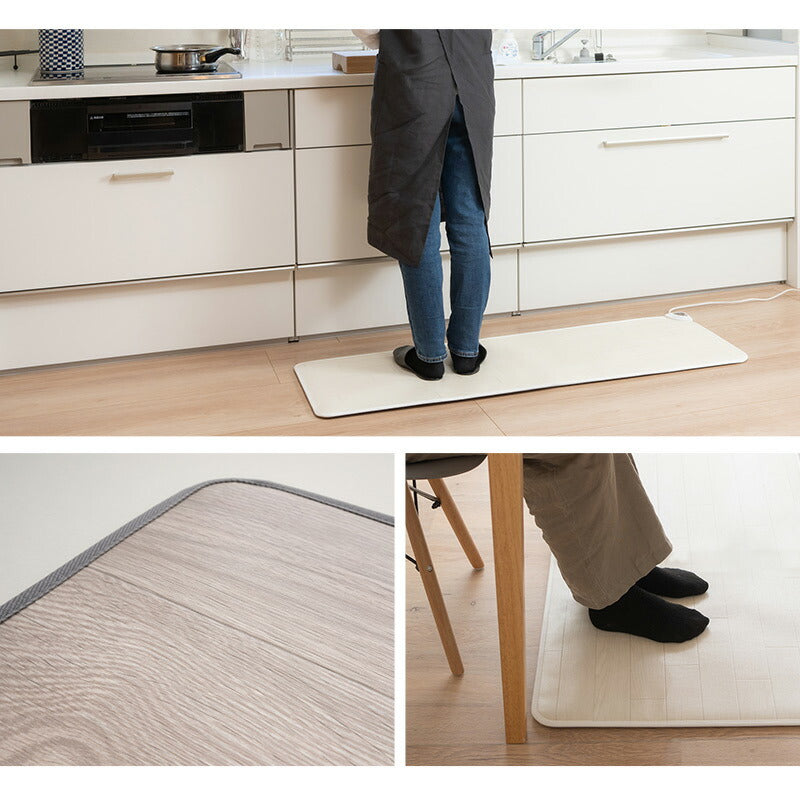 ホットキッチンマット 130×45cm 日本製 防水 抗菌 防カビ 滑り止め付き 暖房器具