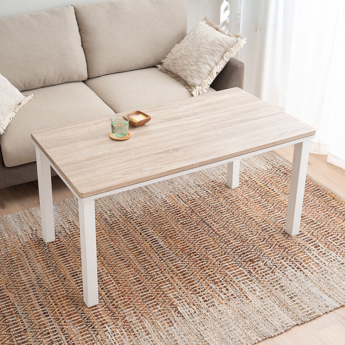 こたつテーブル+こたつ掛け布団 セット 長方形 幅120cm ハイタイプ 省スペースデザイン