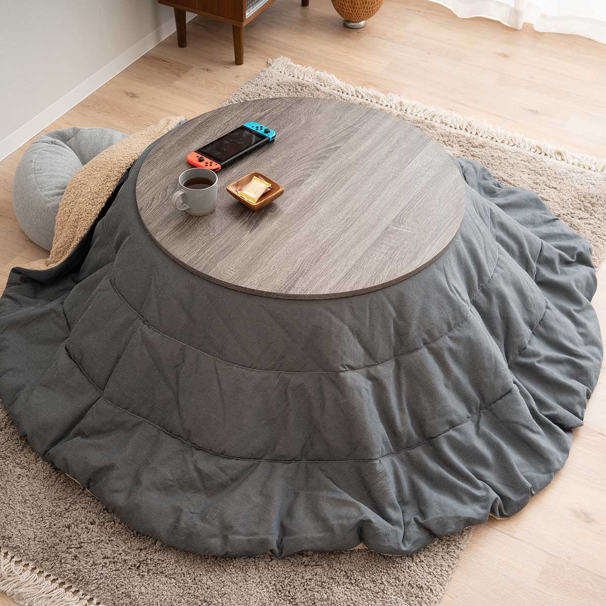 こたつテーブル+こたつ掛け布団 セット 円形 直径78cm