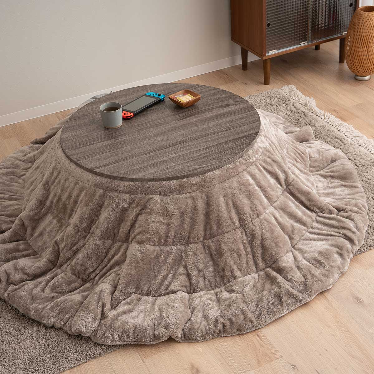 こたつテーブル+こたつ掛け布団 セット 円形 直径78cm