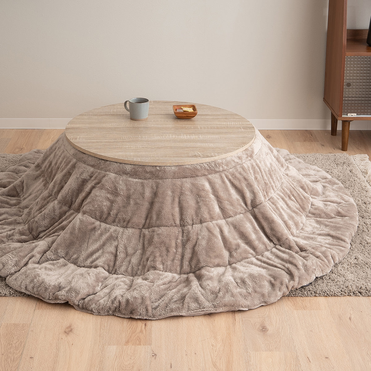 こたつテーブル+こたつ掛け布団 セット 円形 直径78cm