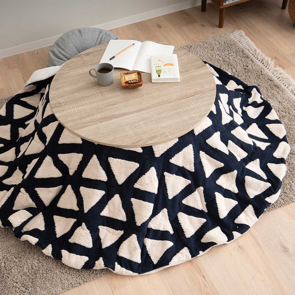 こたつテーブル+こたつ掛け布団 セット 円形 直径78cm