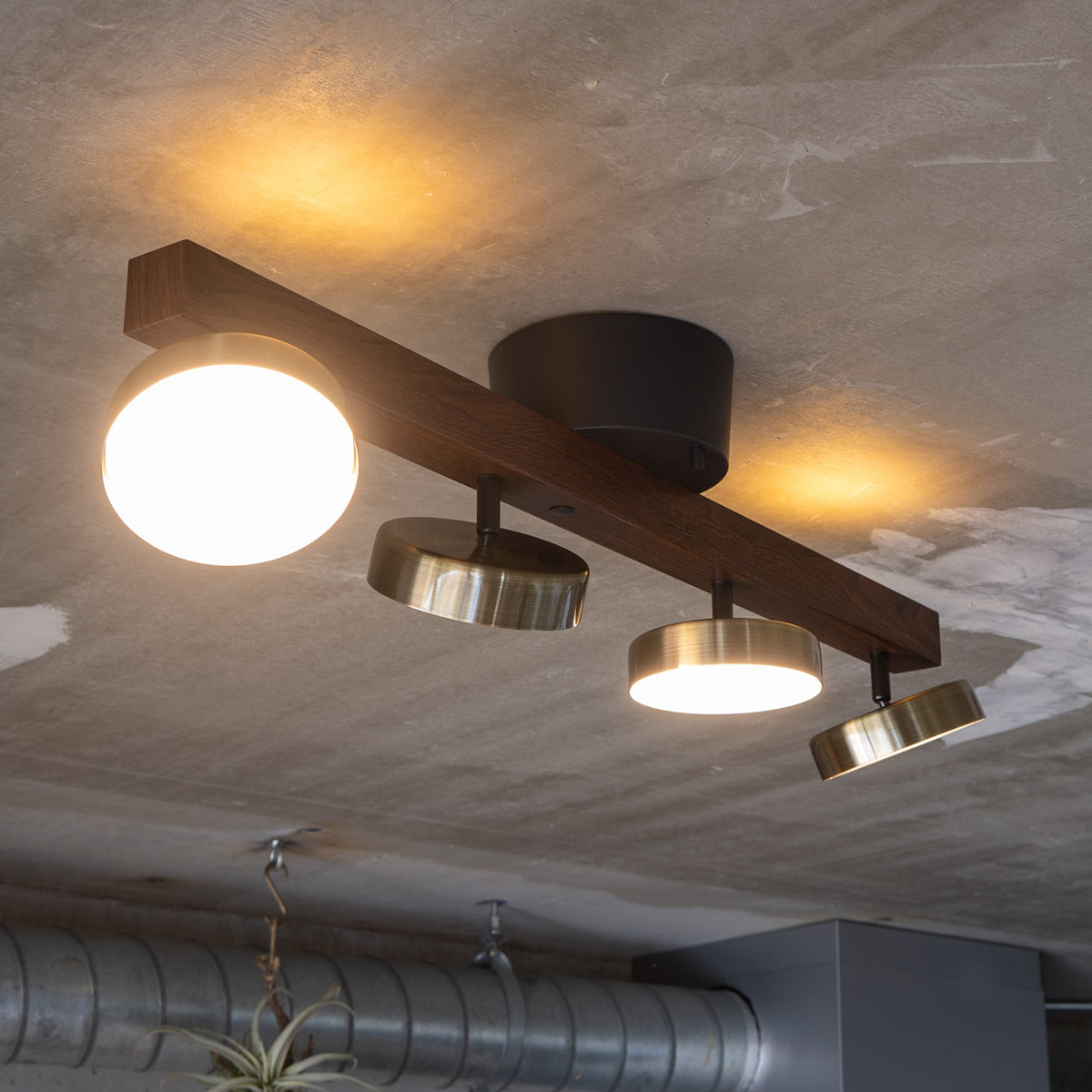 シーリングライト スポットライト LED内蔵 調光・調色機能付き アッパーライト付き リモコン付き 4灯