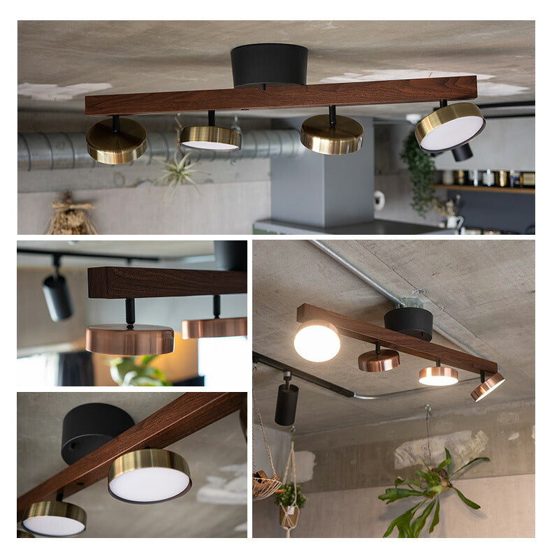 シーリングライト スポットライト LED内蔵 調光・調色機能付き アッパーライト付き リモコン付き 4灯