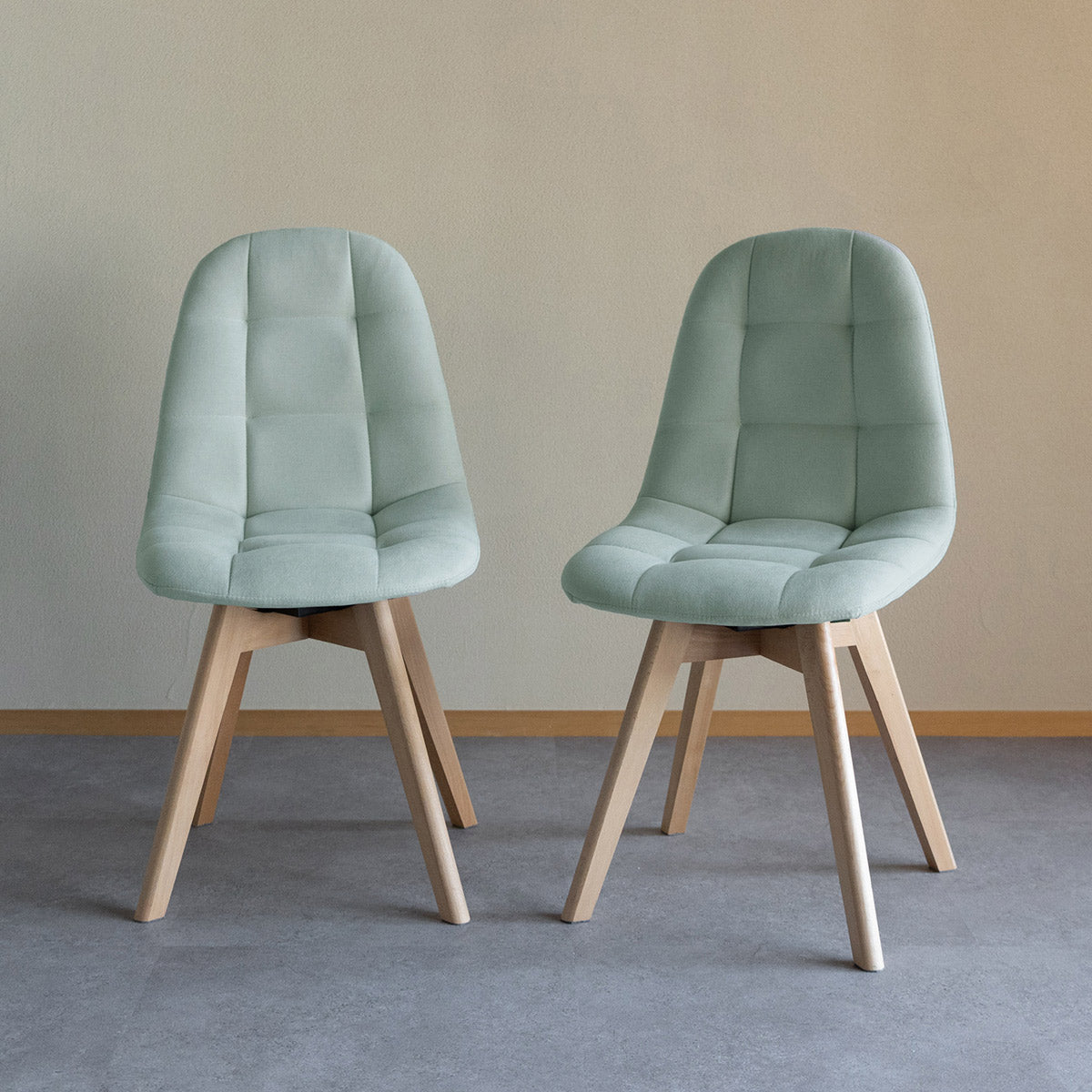 ダイニングチェア 同色 2脚セット 360°回転 ファブリック アイボリー グリーン 椅子 いす イス チェア