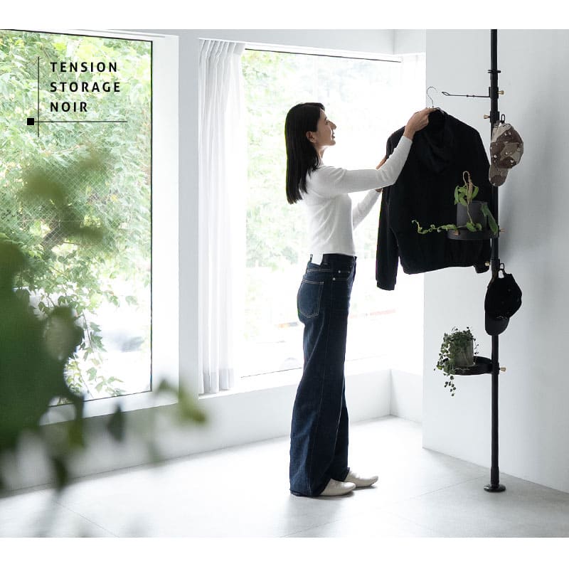 天井突っ張り式 突っ張り収納 突っ張りラック 高さ217~268cm スリム 玄関 リビング 賃貸 ハンガーラック ポールラック ポールハンガー コートハンガー 飾り棚 つっぱり ディスプレイ 工事不要