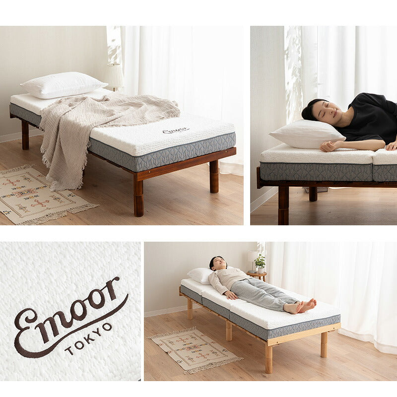 コンパクトサイズの すのこベッド 3つ折りマットレス 2点セット セミシングルショート 幅80cm 奥行き185cm