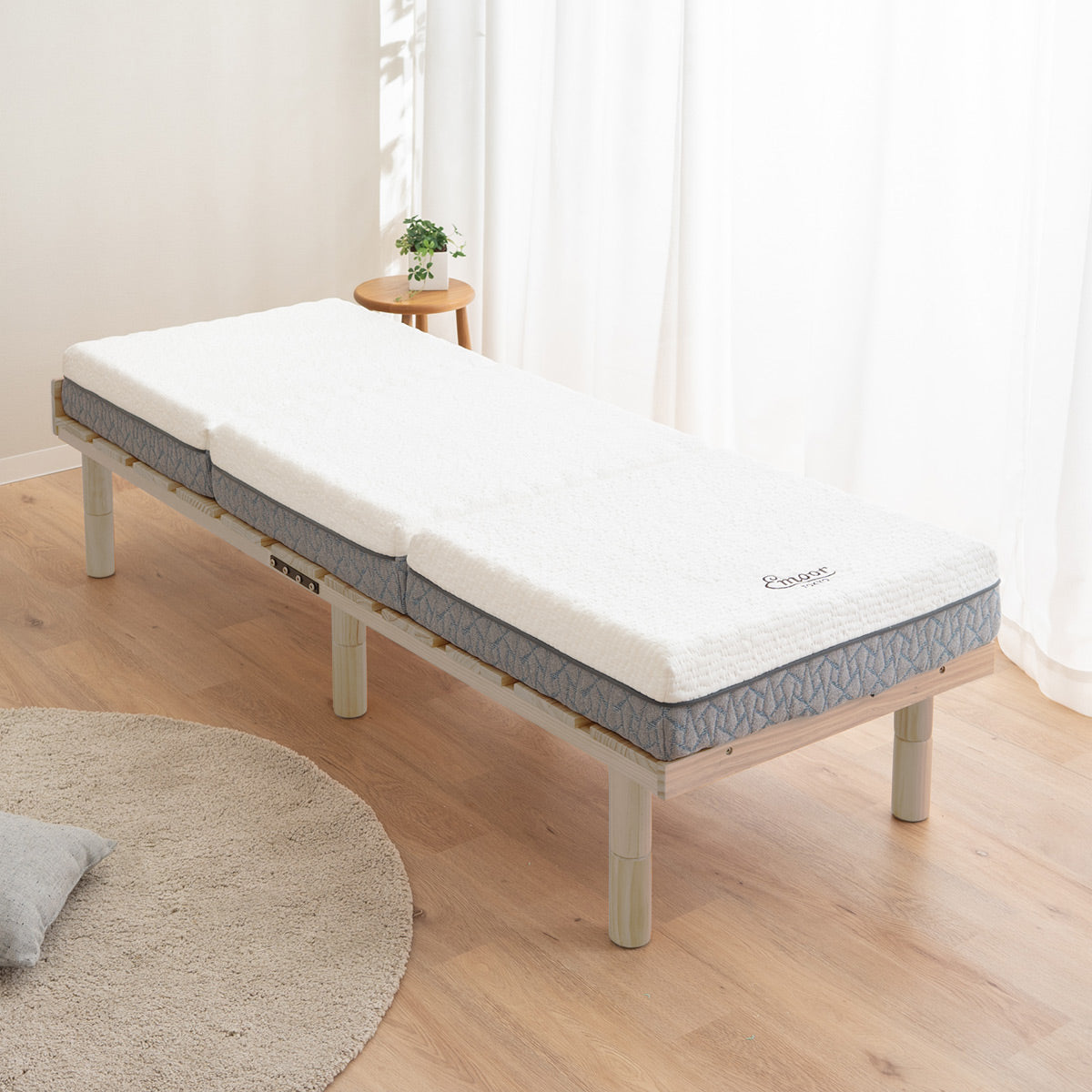 すのこベッド 3つ折りマットレス 2点セット コンパクトショート 幅65cm 奥行き185cm コンパクトサイズ