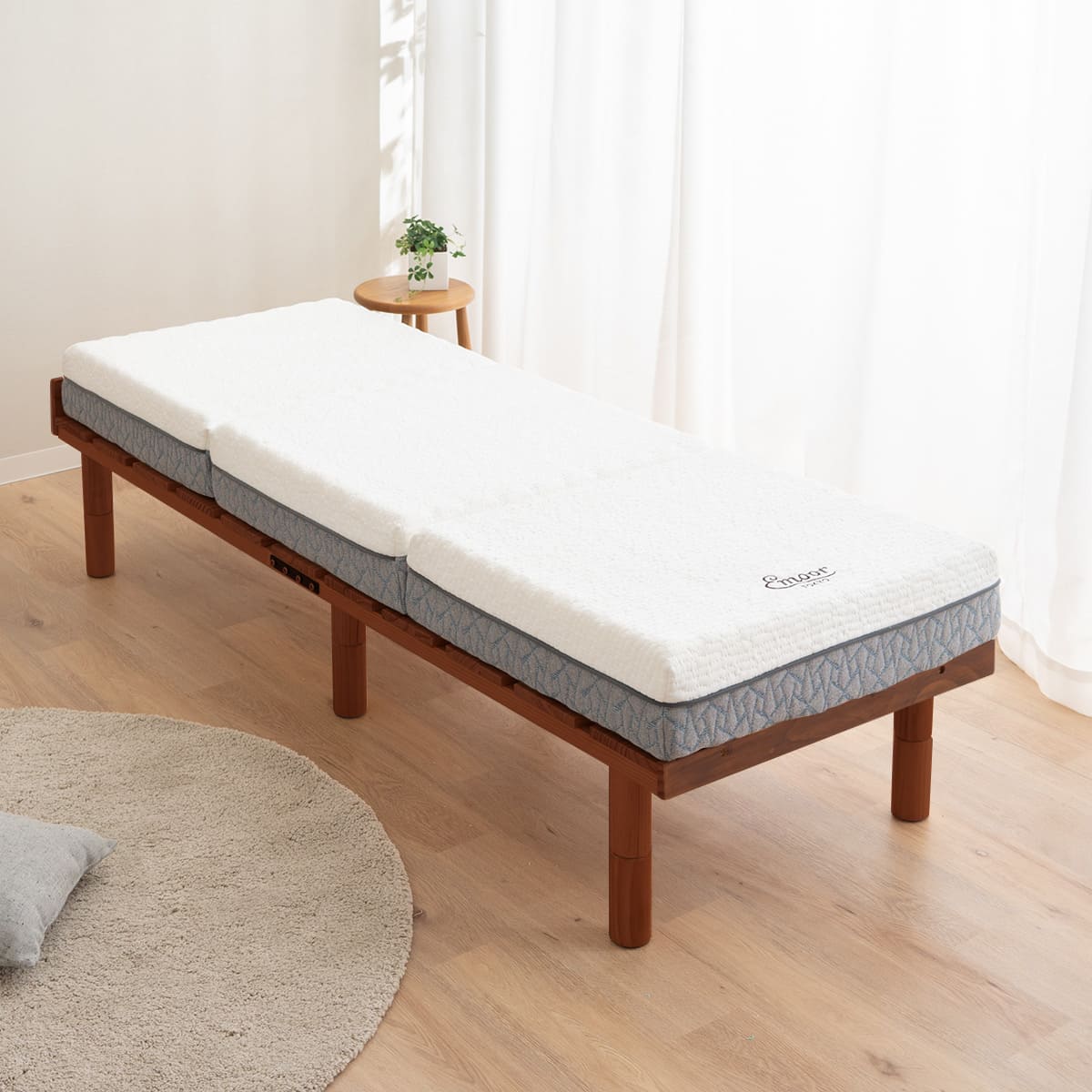 すのこベッド 3つ折りマットレス 2点セット コンパクトショート 幅65cm 奥行き185cm コンパクトサイズ