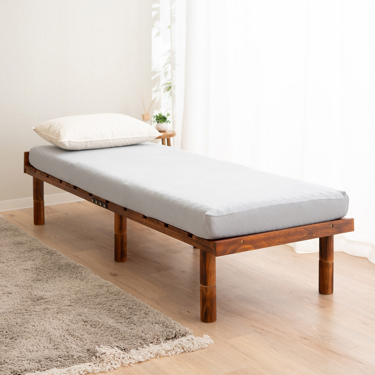 すのこベッド 3つ折りマットレス 2点セット コンパクトショート 幅65cm 奥行き185cm コンパクトサイズ