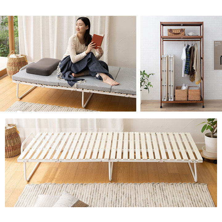 クローゼットに収納できる 4つ折り すのこベッド